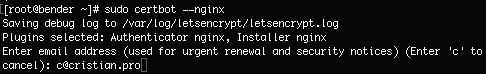 Lanzar comando cerbot --nginx
