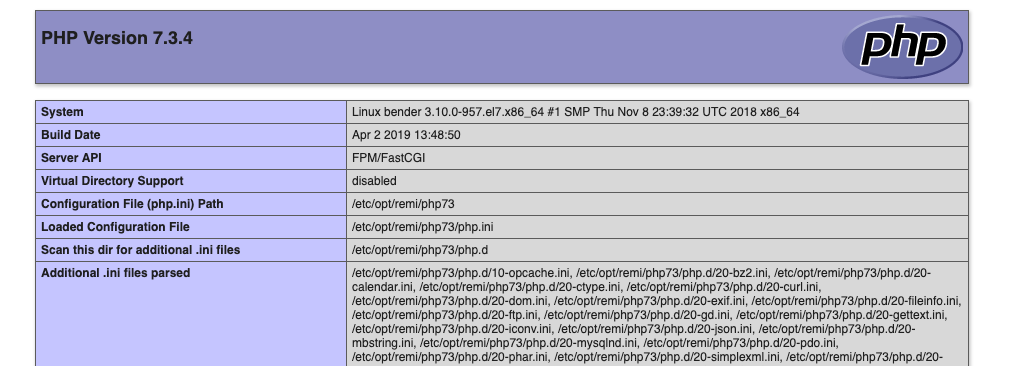 phpinfo php 7.3.4