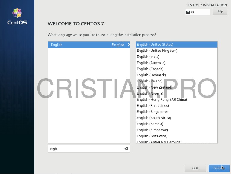 Selección de idioma en CentOS 7