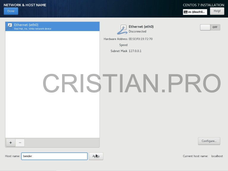 Asignación hostname CentOS 7